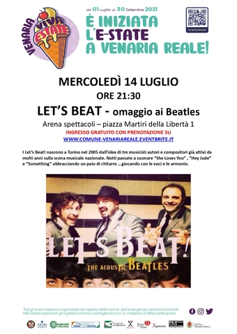Venaria Viva Estate 2021 Let's Beat omaggio ai Beatles